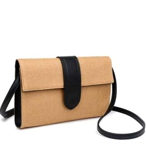 NEW! URBAN ESSENTIALS Tan & Black 2 In 1 Crossbody Bag Clutch Purse.